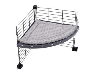 Narożny hamak półokrągły z szarego polaru minki dla szynszyli