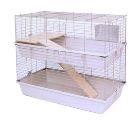 Piętrowa klatka 100x55x(h)93cm - szare kuwety, srebrne kraty