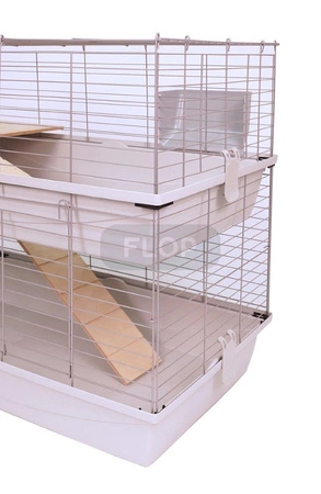 Piętrowa klatka 100x55x(h)93cm - szare kuwety, srebrne kraty