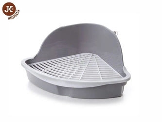 Szara kuweta narożna z plastikowym rusztem