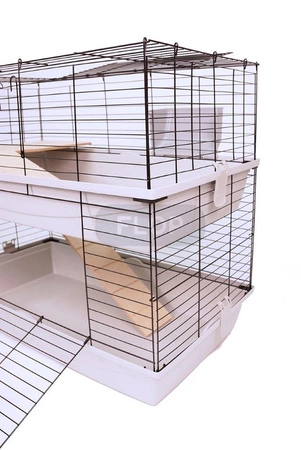 Piętrowa klatka 100x55x(h)93cm - szare kuwety, srebrne kraty