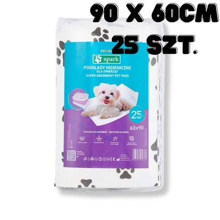 Spark Podkłady jednorazowe pod VetBed 90x60 cm 25 szt. super chłonne FLOP dla szynszyli