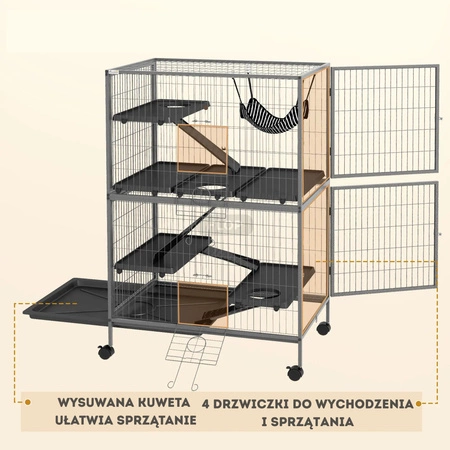 Duża klatka / woliera dla szynszyli i koszatniczek z półkami – 128×80×52cm