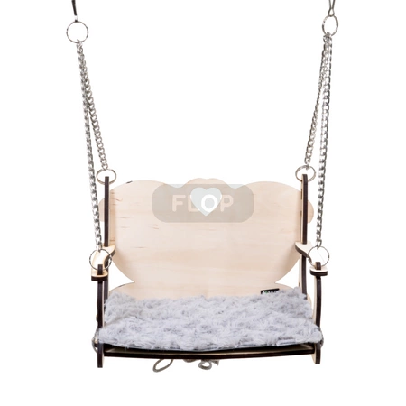 Huśtawka z serduszkiem do zamontowania na prętach woliery dla szynszyli