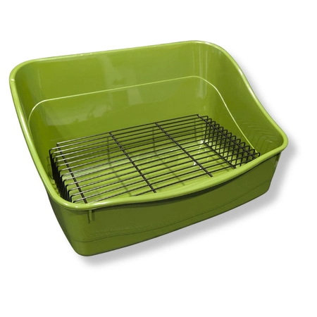 Zielona prostokątna kuweta ze stalową kratką