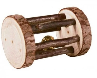 Rolka drewniana z dzwonkiem dla szynszyli 7x5cm