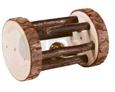 Rolka drewniana z dzwonkiem dla szynszyli 7x5cm