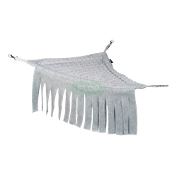 Narożny hamak z parawanem / frędzelkami  z szarego polaru minki dla szynszyli