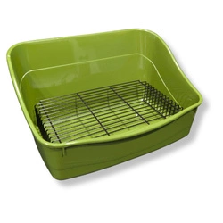 Zielona prostokątna kuweta ze stalową kratką