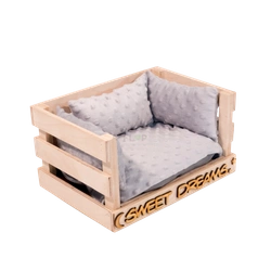 Ażurowe legowisko z wodoodporną poducha z szarego polaru minki i mini podusiami dla szynszyli