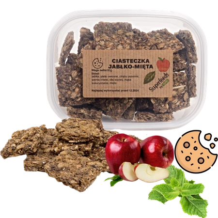 Ciasteczka jabłko-mięta 90g dla szynszyli