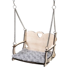 Huśtawka z serduszkiem do zamontowania na prętach woliery dla szynszyli