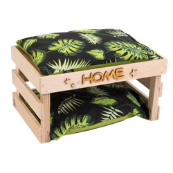 Ażurowy domek z wodoodpornymi poduchami w liście na czarnym tle  FLOP dla szynszyli