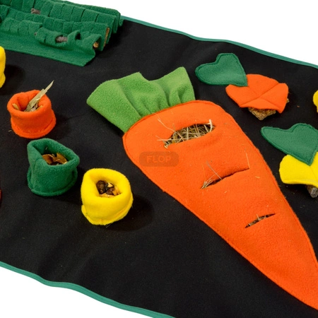 Marchewkowe pole - plac zabaw i mata węchowa 73x53cm dla szynszyli