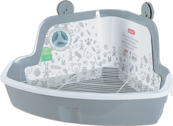 ZOLUX duża szara narożna kuweta z rusztem dla szynszyli