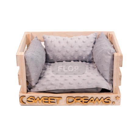 Ażurowe legowisko z wodoodporną poducha z szarego polaru minki i mini podusiami dla szynszyli