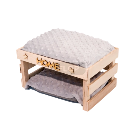 Ażurowy domek z wodoodpornymi poduchami z szarego polaru minki dla szynszyli