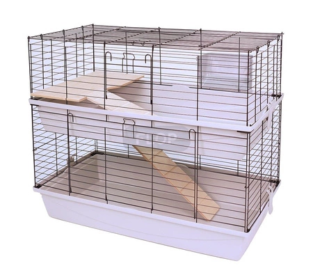 Piętrowa klatka 100x55x(h)93cm - szare kuwety, srebrne kraty