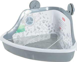 ZOLUX mała szara narożna kuweta z rusztem dla szynszyli