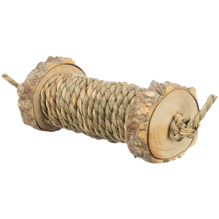 Rolka z trawy morskiej i drewna do zabawy dla małych zwierząt