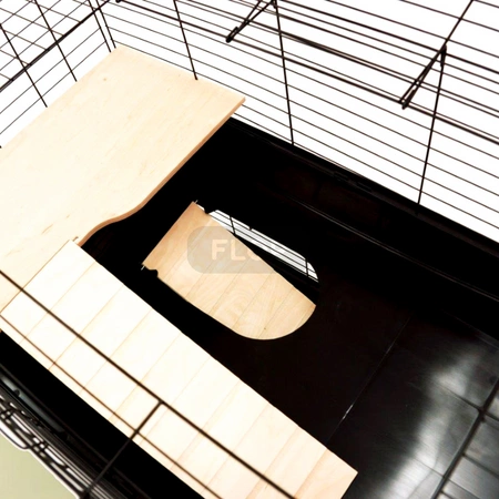 Piętrowa klatka 100x55x(h)93cm - czarne kuwety, czarne kraty