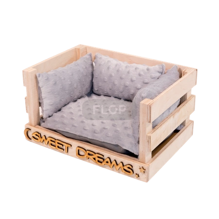 Ażurowe legowisko z wodoodporną poducha z szarego polaru minki i mini podusiami dla szynszyli